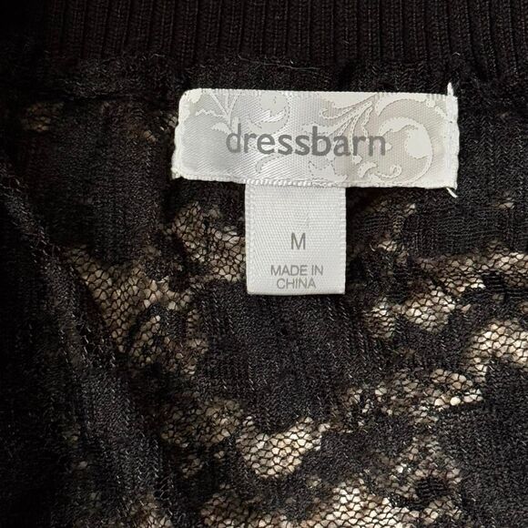 Dressbarn Vintage Crop with Lace on Back Women's Black Cardigan Size Medium, - Picture 4 of 6